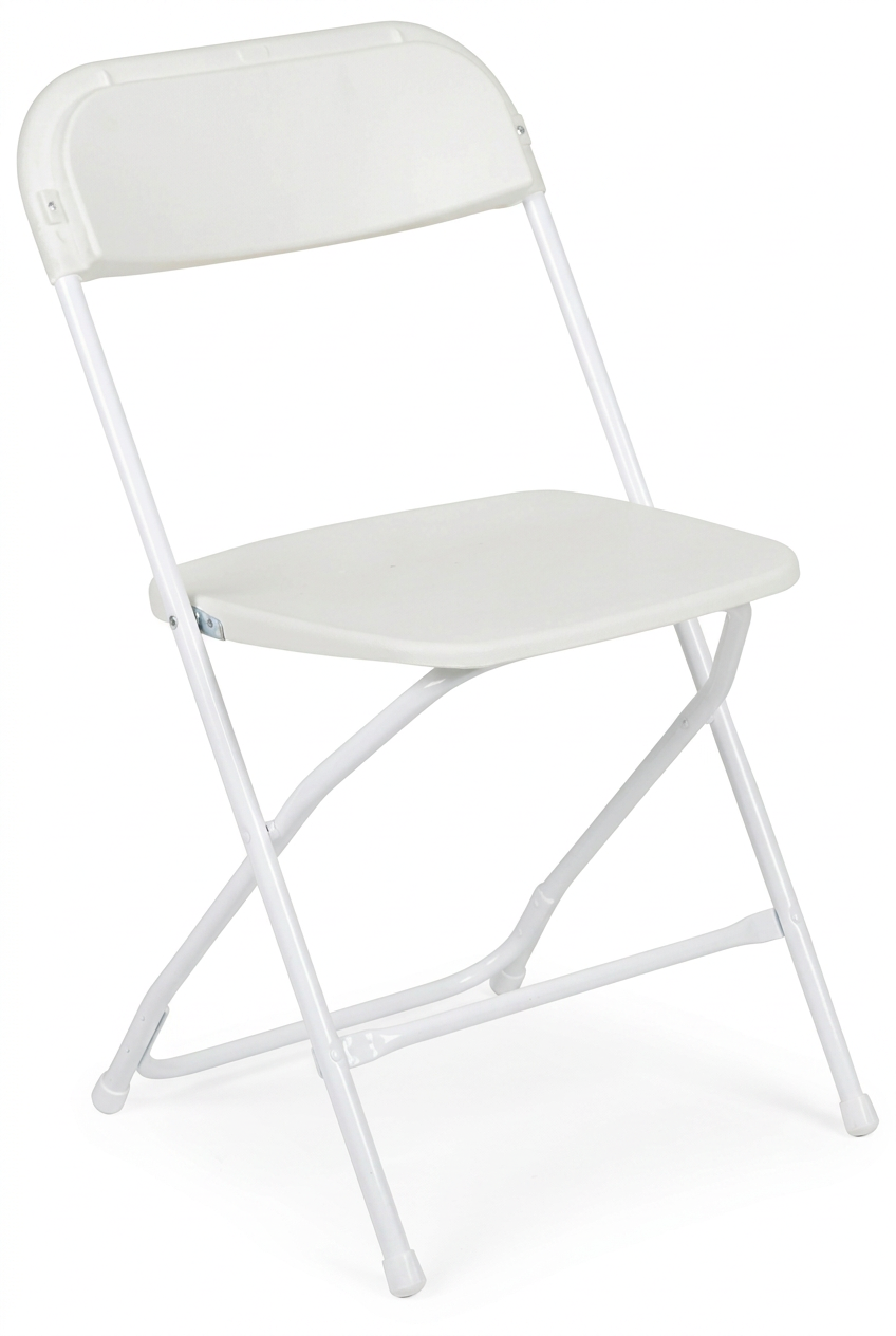 White plastic folding chair